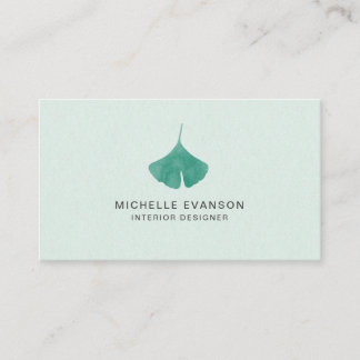 Carte De Visite Nature Ginkgo Leaf Mint Vert Simple