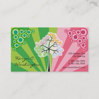 Carte De Visite Nature moderne pointillée colorée d'arbre de