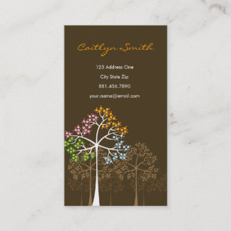 Carte De Visite Nature moderne pointillée colorée d'arbre de