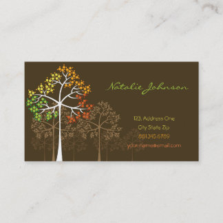 Carte De Visite Nature moderne pointillée colorée d'arbres