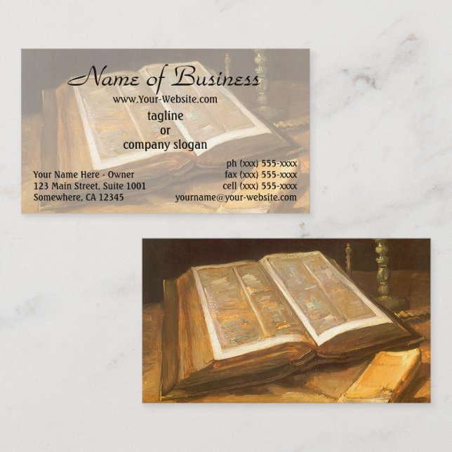 Carte De Visite Nature morte avec Bible de Vincent van Gogh (Devant / Derrière)