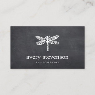 Carte De Visite Nature Photographie Dragonfly Logo Chalkboard
