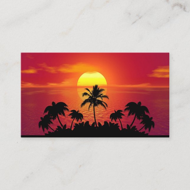 Carte De Visite Nature Sunset Palm Trees illustration  (Devant)