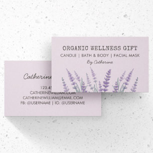 Carte De Visite Naturel Éco Bio Fleur de Lavande Aquarelle Florale