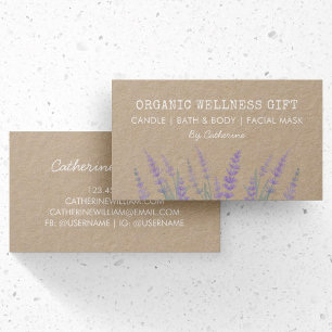 Carte De Visite Naturel Éco Bio Fleur Lavande Aquarelle