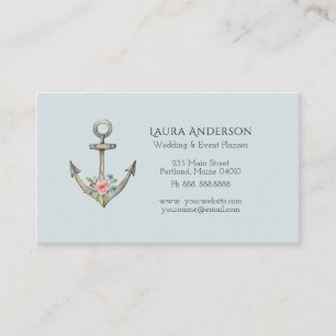Carte de visite nautique à l'ancre aquarelle