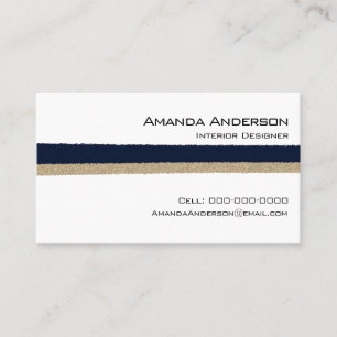 Carte De Visite Navy/Beige Paper Stripes