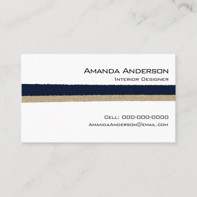 Carte De Visite Navy/Beige Paper Stripes (Devant)