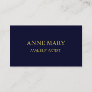 Carte De Visite Navy Blue Gold Makeup Artist Minimal Modern