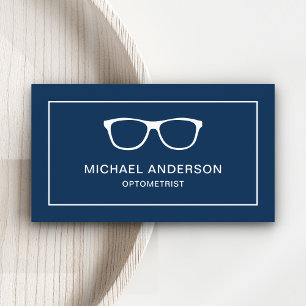 Carte De Visite Navy Blue White Lunettes d'yeux Oeil docteur optom