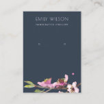 CARTE DE VISITE NAVY CHERRY BLOSSOM FLORAL EARRING DISPLAY LOGO<br><div class="desc">For any further customization or any other matching items,  please feel free to contact me at yellowfebstudio@gmail.com</div>
