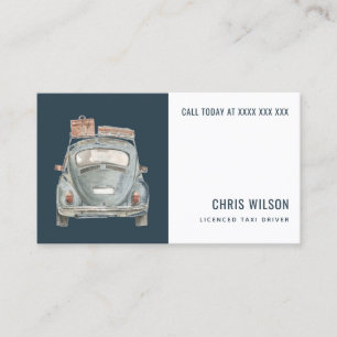 CARTE DE VISITE NAVY WATERCOLOR TAXI HIRING CAB DRIVER SERVICE