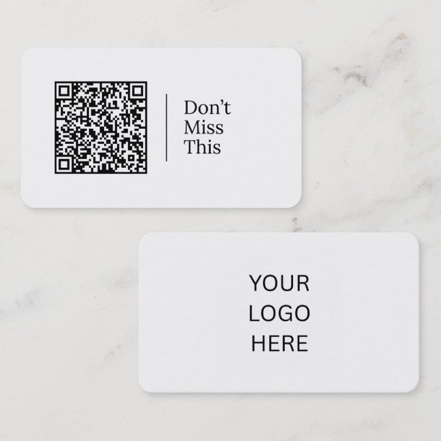 Carte De Visite Ne manquez pas | Code QR et logo personnalisables  (Devant / Derrière)