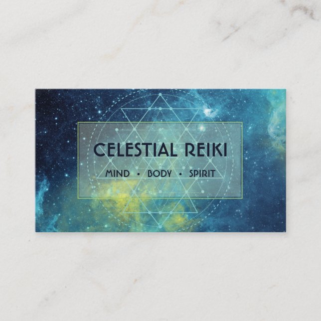 Carte De Visite Nebula Galaxy Aquarelle moderne | Holistique Reiki (Devant)