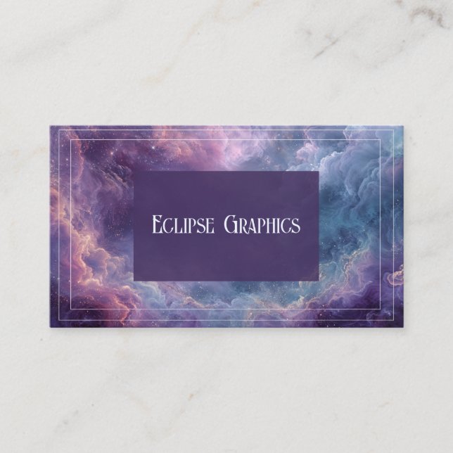 Carte De Visite Nébuleuse de Galaxie Céleste Élégante Violet Rose  (Devant)