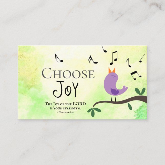 Carte De Visite Néhémie 8:10 La joie du Seigneur est Votre Force (Devant)