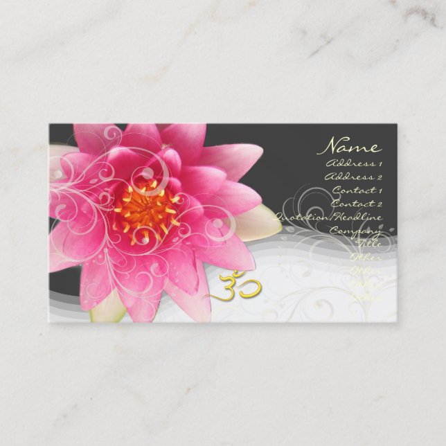 Carte De Visite nénuphars Roses+tourbillons de nacre+om/do-it-your (Devant)
