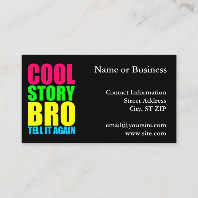 Carte De Visite Neon Cool Story Bro (Devant)