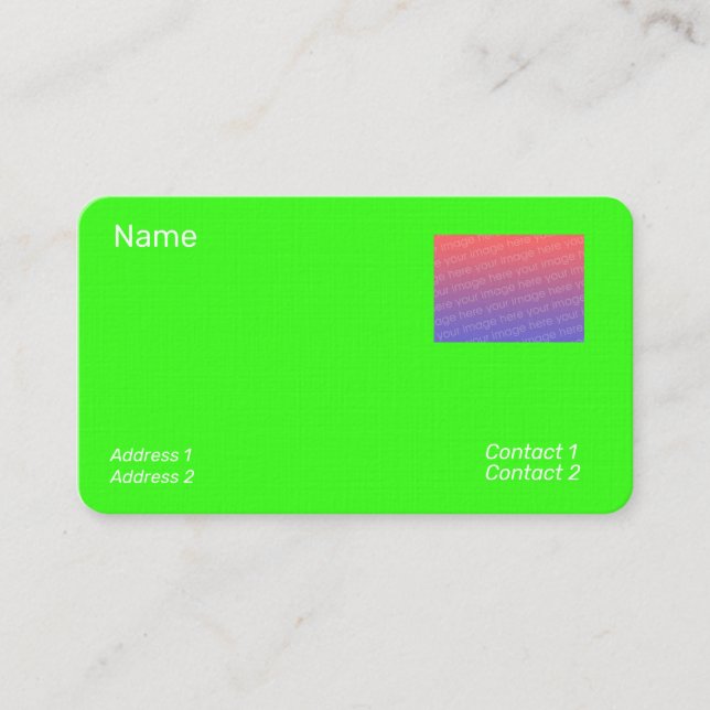 Carte De Visite  neon  green  - add photo (Devant)
