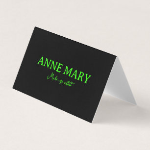 Carte De Visite Neon Green Black Couleur personnalisée Maquillage