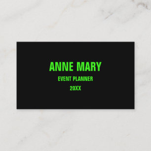 Carte De Visite Neon Green Black Couleur personnalisée Mariage Coo