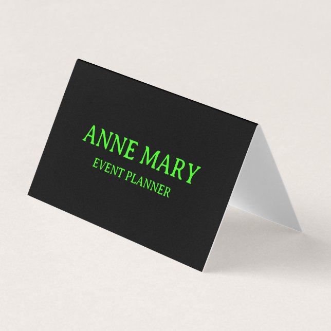 Carte De Visite Neon Green Black Couleur personnalisée Mariage Coo (Devant)