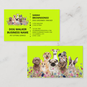 Carte De Visite Neon Green en ligne chien service de marche Boutiq