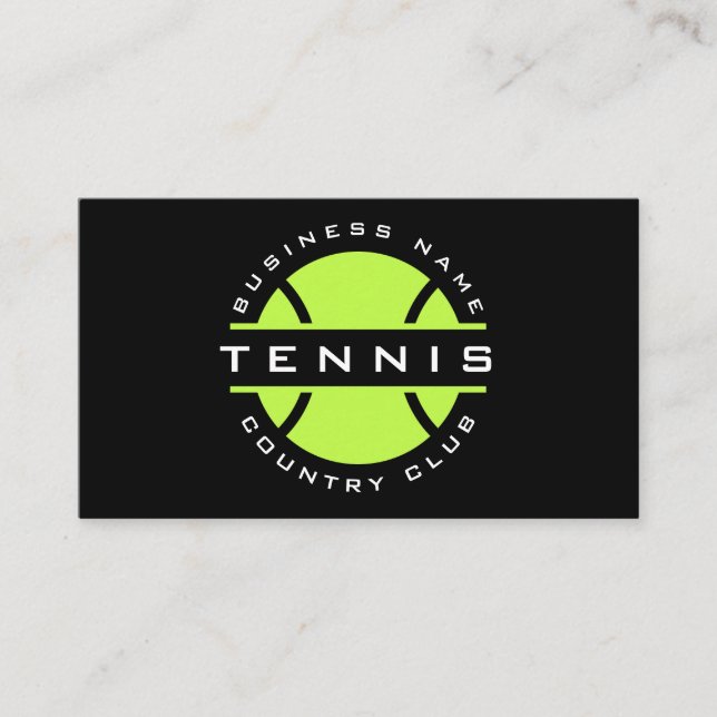 Carte De Visite Neon Green Tennis Club Logo Médias sociaux moderne (Devant)