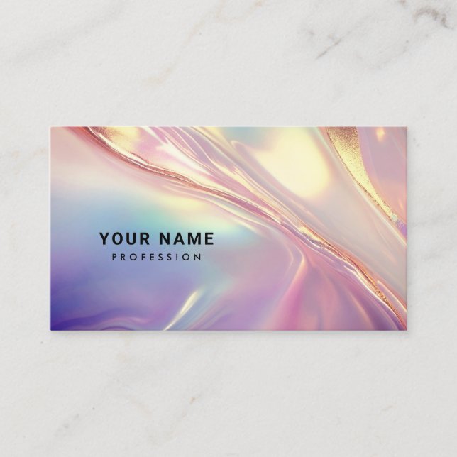 Carte De Visite Neon Holographic Liquid Textures QR Code (Devant)