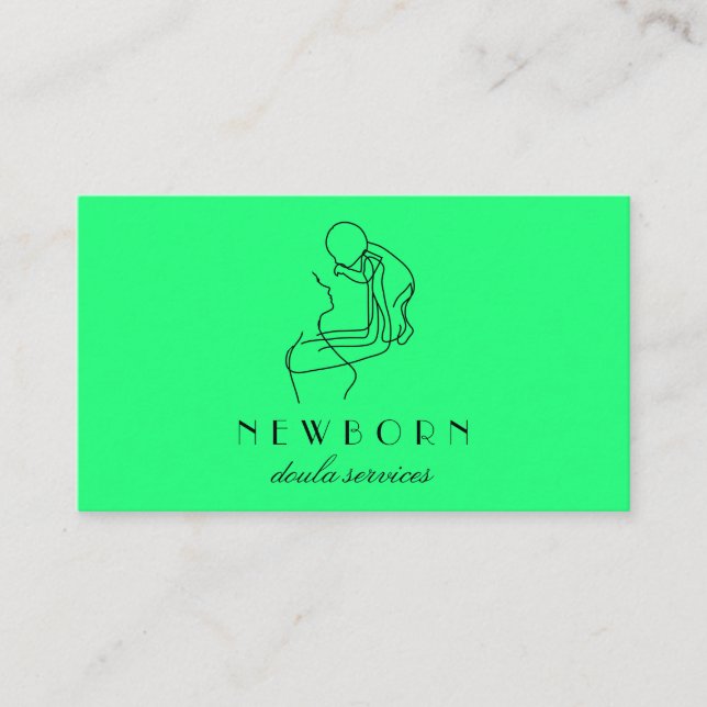 Carte De Visite Neon Love Nurture Design Avec Femme Baby (Devant)