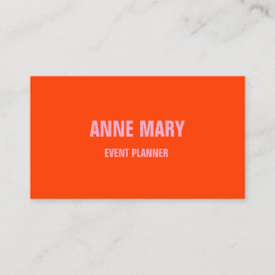 Carte De Visite Neon Orange rose Mariage Planificateur d'événement