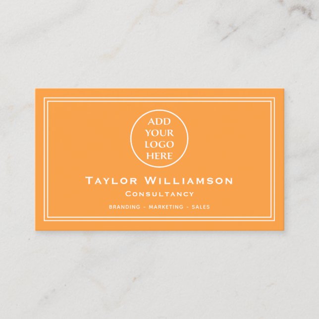 Carte De Visite Neon Orange White Entreprise Logo d'entreprise (Devant)