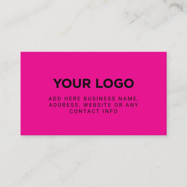 Carte De Visite Neon Pink | Simple Company Logo (Devant)