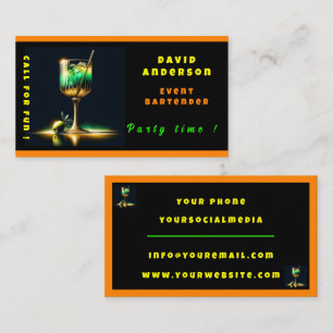 Carte De Visite Neon Popular Party Time Personnalisé Professionnel