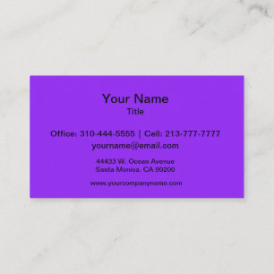 Carte De Visite Neon Purple Solid Color Personnaliser It