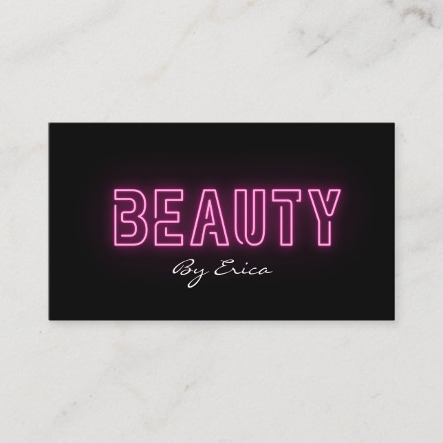 Carte De Visite Neon rose moderne Lashes Beauty Maquillage Busin (Devant)