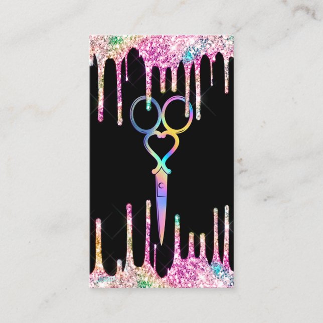 Carte De Visite Neon Unicorn Holographe coiffeuse (Devant)