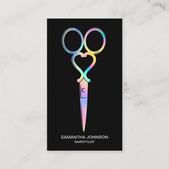 Carte De Visite Neon Unicorn Holographe coiffeuse (Devant)