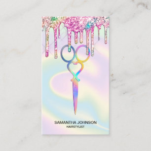 Carte De Visite Neon Unicorn Holographe coiffeuse