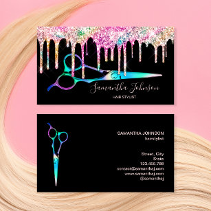 Carte De Visite Neon Unicorn Holostyliste coiffeur B