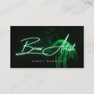 Carte de visite néon vert typographie Brow Artist