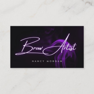 Carte de visite néon violet typographie Brow Artis