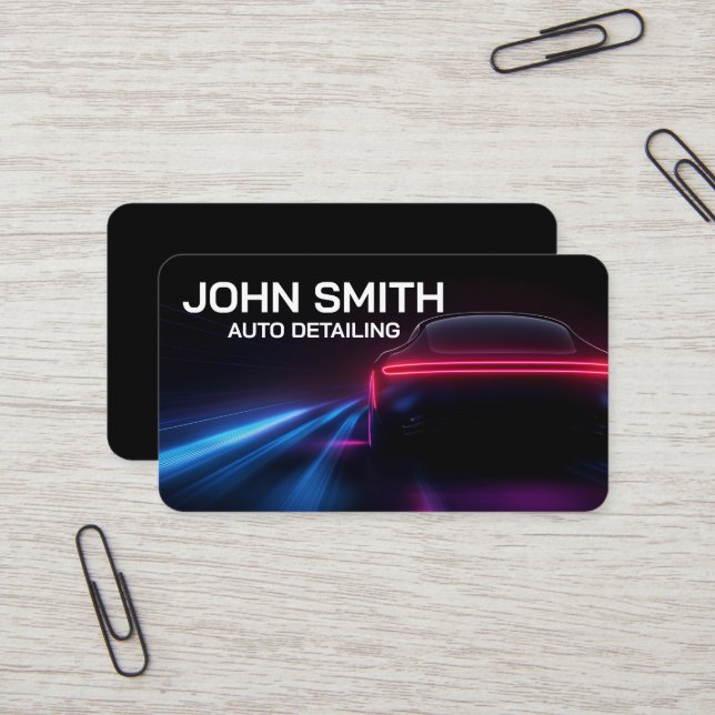 Carte De Visite Nettoyage Automobile Détailing Auto Noir (Devant/Arrière en situation)
