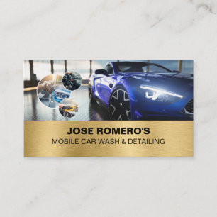 Carte De Visite Nettoyage automobile élégant bleu Détail automobil