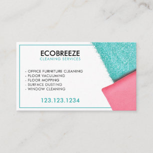 Carte De Visite Nettoyage de bureau élégant Turquoise