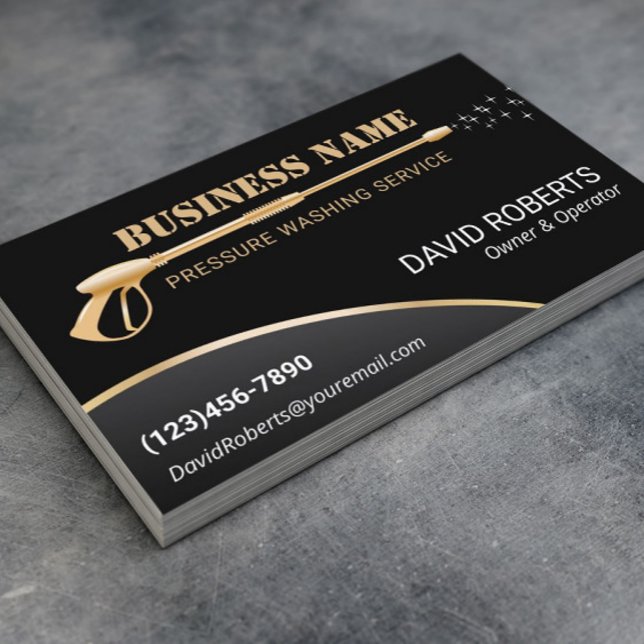 Carte De Visite Nettoyage de la machine à laver de pression en or (Créateur téléchargé)