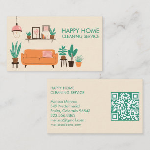 Carte De Visite Nettoyage de la maison Cute Livingroom Art personn