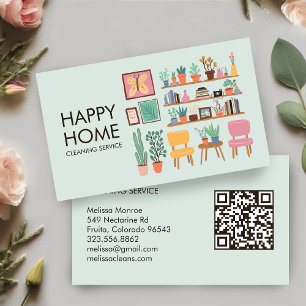 Carte De Visite Nettoyage de la maison Cute Livingroom Art personn