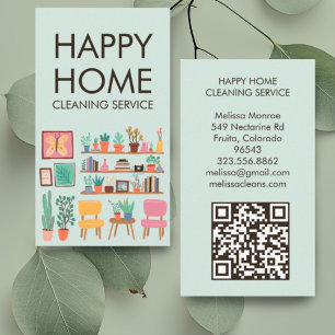 Carte De Visite Nettoyage de la maison Cute Livingroom Art personn