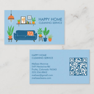 Carte De Visite Nettoyage de la maison Cute Livingroom Art personn